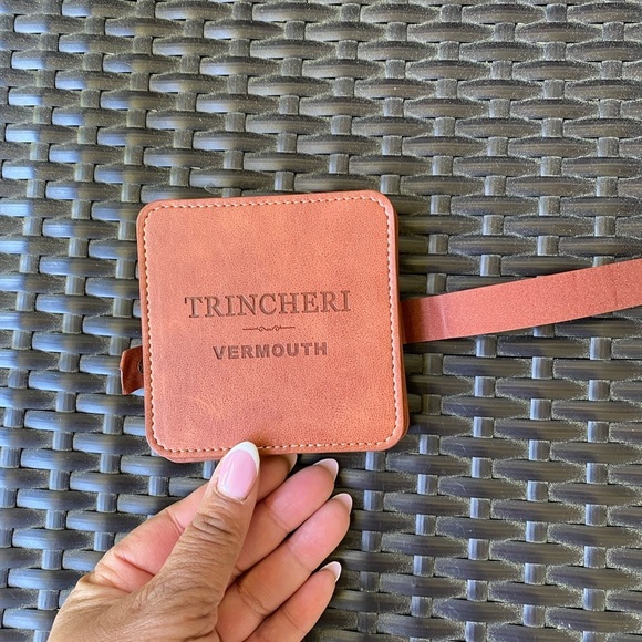 Trinchero Vermouth Estates 4pc Leather Engraved Coasters - Brown - Picture 4 of 5